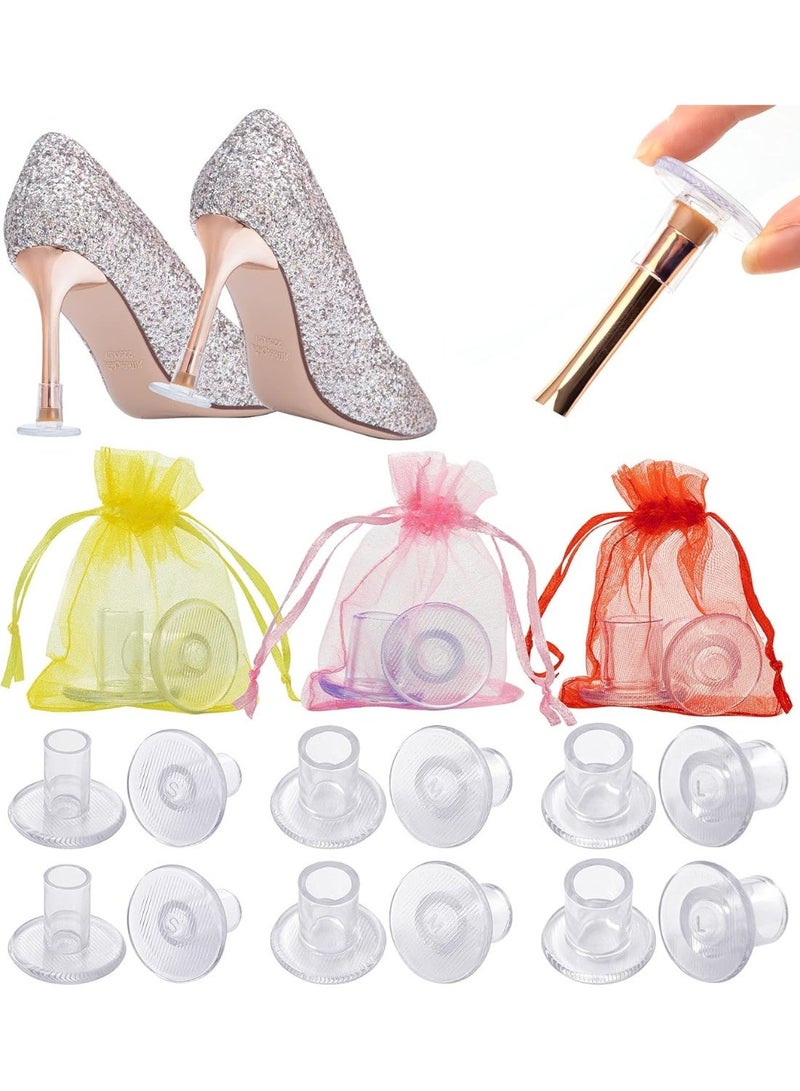 6 Pairs Heel Protectors - 3 Sizes, Clear Heel Stoppers for Walking on Grass and Uneven Floor - Image 1